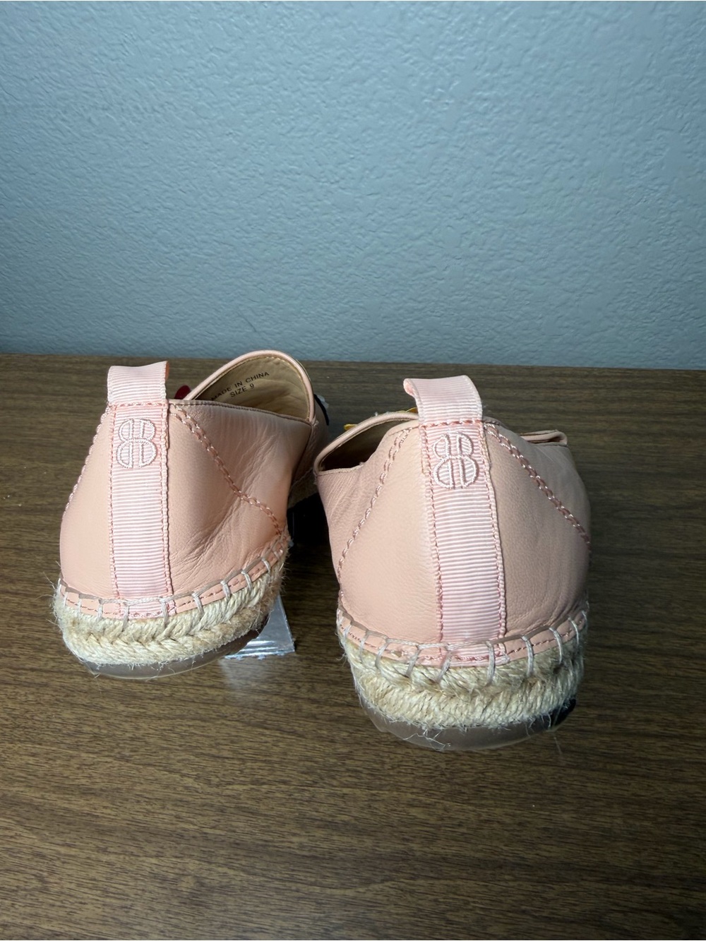 Bill Blass Floral Embellished Leather Espadrille Loafers Pink Shoes Size 9 - Picture 5 of 12
